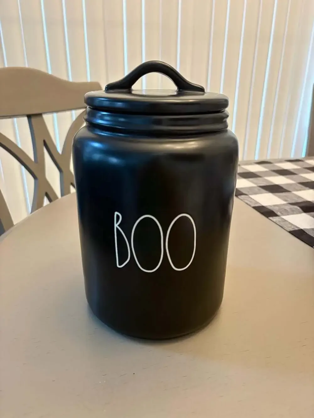 Rae Dunn Large Halloween BOO Black Ceramic Canister